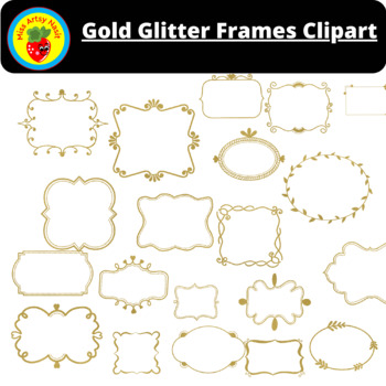 Preview of Gold Glitter Frames Clipart, sparkling frame clip art graphics in PNG