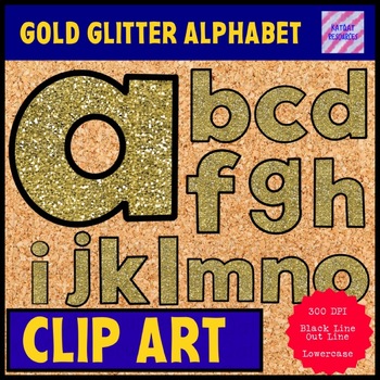 Preview of Gold Glitter Lower Case Alphabet Letter Clip Art
