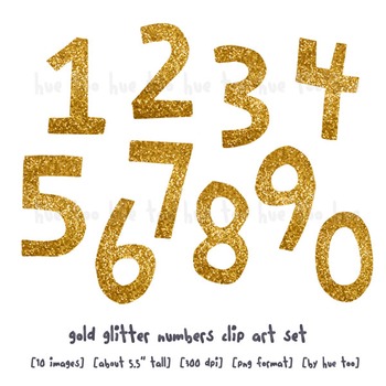 Preview of Gold Glitter Numbers Clip Art, Digital Glitter Clip Art, for TpT Sellers