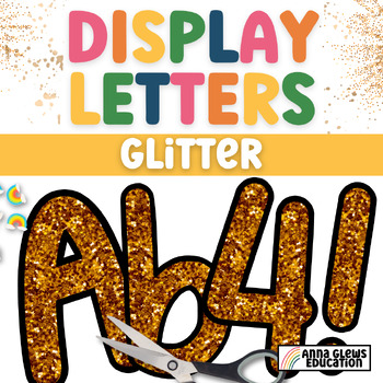 gold glitter printable bulletin board letters and numbers classroom decor