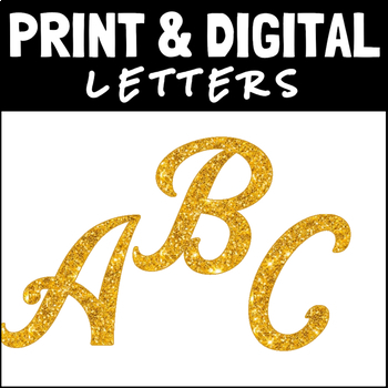 bulletin board letters gold glitter script by digital den tpt