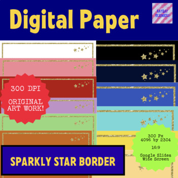 Preview of Gold Glitter Star Digital Paper for widescreen Google Slides