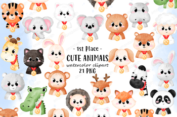 Preview of Gold Medal clipart, Animal clipart, Sport Clipart, Winner clipart