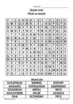 Preview of Gold Rush | Find-a-Word | Word Search