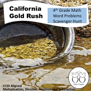 Preview of Gold Rush Math Word Problems Scavenger Hunt Activity for 4th grade