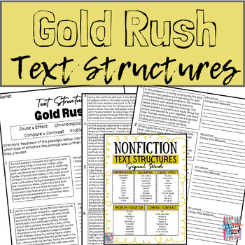 Preview of Gold Rush Nonfiction Text Structure SubPlans Westward Expansion 