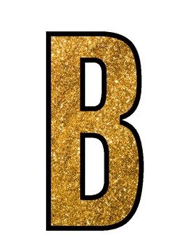 Gold Sparkly Glitter Printable Bulletin Board Letters and Numbers