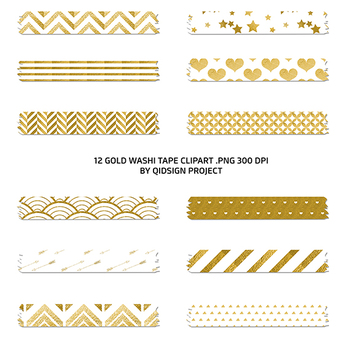 Gold Washi Tape Clipart .PNG 300dpi
