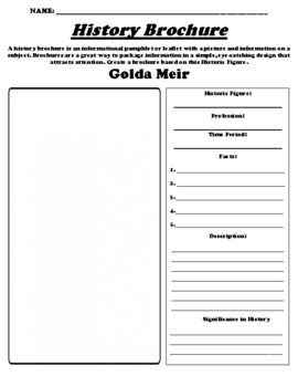 Preview of Golda Meir "History Brochure" Worksheet & WebQuest