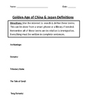Golden Age of China & Japan Homework Definitions