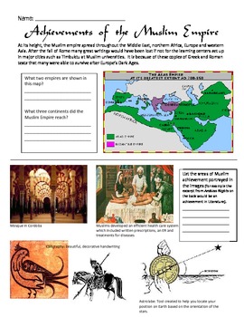 Preview of Golden Age of Islam Achievements Worksheet