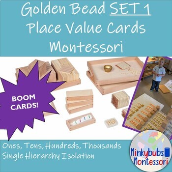 Preview of Golden Beads Decimal System Place Value Montessori Math Set 1 Boom Cards