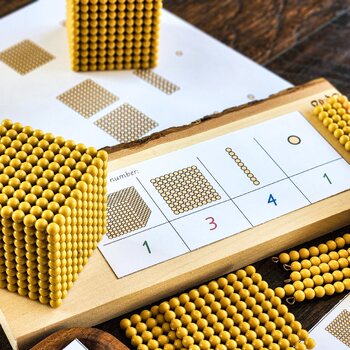 Montessori Golden Bead Materials Decimal System Bank Game Mathematics Math 