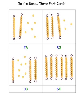 Golden Beads Three Part Cards: Set B by Miss Andria | TpT