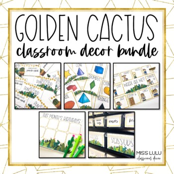 Preview of Golden Cactus Classroom Decor Bundle