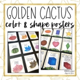 Golden Cactus Shape and Color Posters