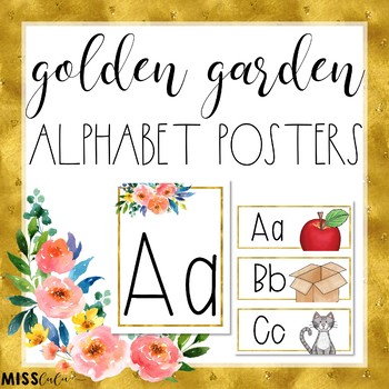 Preview of Golden Garden Alphabet Posters/Word Wall Headers