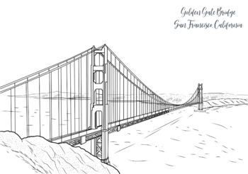 Preview of Golden Gate Bridge Coloring Page