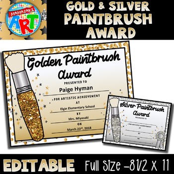 Preview of FREE Art Award (Gold & Silver Paintbrush Award)