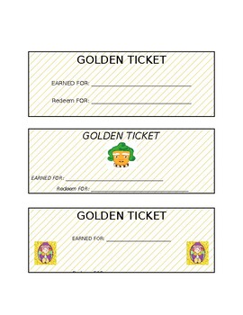 Preview of Golden Ticket Templates (Behavior)