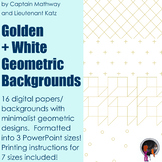 Golden + White Geometric Backgrounds - Labels, Word Walls,