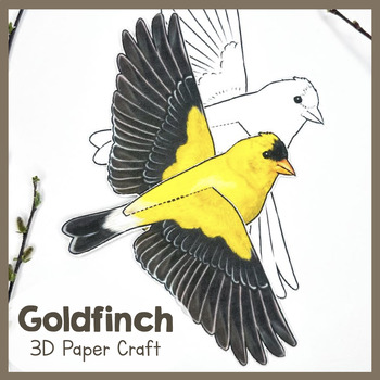 Preview of Goldfinch | 3D Paper Bird| Printable Animal Craft | Goldfinches