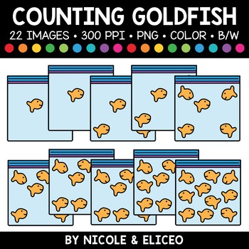 Preview of Goldfish Cracker Counting Clipart + FREE Blacklines - Commercial Use
