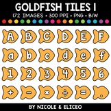 Goldfish Letter and Number Tiles Clipart 1 + FREE Blacklin