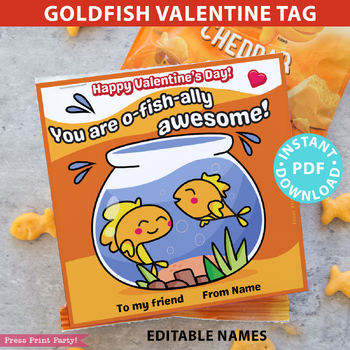 Goldfish valentine printable