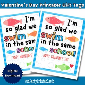 Goldfish Valentines Day Printable Cards, Swedish Fish Gift Tag, Kids  Classroom