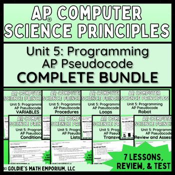 Preview of Goldie’s AP® CSP Unit 5 Programming – AP® Pseudocode BUNDLE