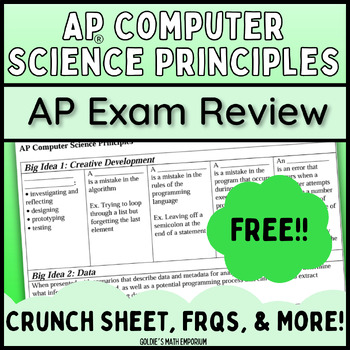 Preview of Goldie’s AP® Computer Science Principles Exam Review – FREE!!