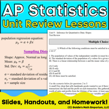 Preview of Goldie's AP® Statistics Review Lessons and Homework