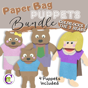 Preview of Goldilocks Paper Bag Puppet BUNDLE | Goldilocks and the Three Bears Craft