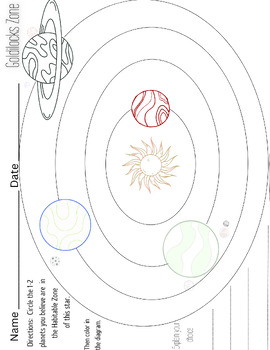 Preview of Goldilocks Zone Worksheet