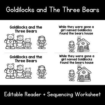 Goldilocks and The Three Bears Editable Emergent Reader & Sequencing ...