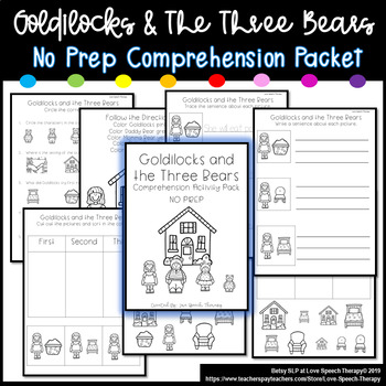 Goldilocks and the 3 Bears - Comprehension Pack by Love Speech Therapy ...