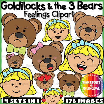 Preview of Goldilocks and the Three Bears Feelings Clipart | DELUXE 4 in 1 Set