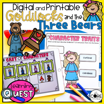 Preview of Goldilocks and the Three Bears Digital Activities - Fairy Tale Activities - Text