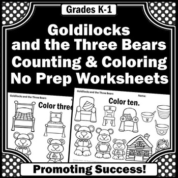 Counting 1-10 Goldilocks and the Three Bears Kindergarten Math Coloring ...