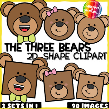 Preview of Goldilocks and the Three Bears Shape Clipart | DELUXE 3 in 1 Set