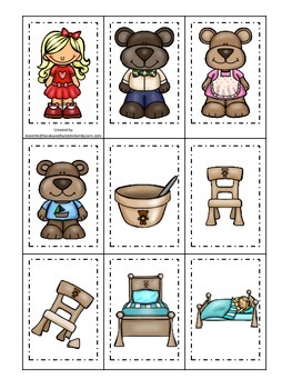 Preview of Goldilocks and the Three Bears themed Memory Matching Cards.  Preschool game.