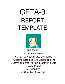 Preview of Goldman Fristoe Test of Articulation GFTA-3 Evaluation Template with Norms Chart