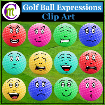 Preview of Golf Ball Expressions Clipart #1 | Sports Game Emotions Clip Art