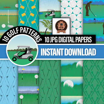 Preview of Golf Course Digital Paper, TEN Printable Golfing Patterns
