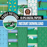 Golf Course Digital Paper, TEN Printable Golfing Patterns