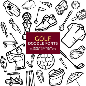 Preview of Golf Doodle Fonts, Instant File otf, ttf Font Download
