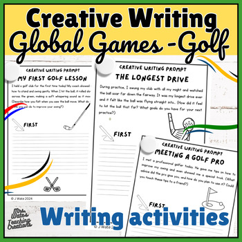 Preview of Golf Inspired Creative Writing Prompts Worksheet Pack & Golf Writing Tasks