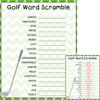 Preview of Golf Word Scramble