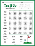 GOLF VOCABULARY TERMS Word Search Puzzle Worksheet Activity